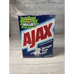 Vintage Ajax Laundry Detergent 42 oz NOS Giant Size Blue Box USA